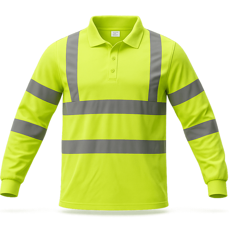 Polo de Travail Haute Visibilité Jaune Fluorescent Manches Longues