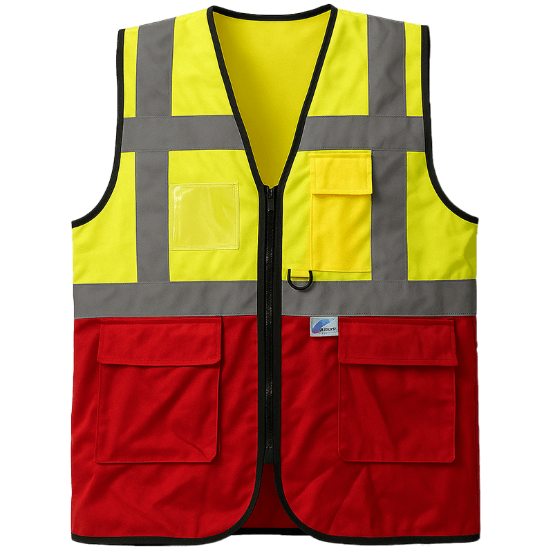 Gilet de Haute Visibilité Bicolore (Jaune/Rouge) Multi-Poches