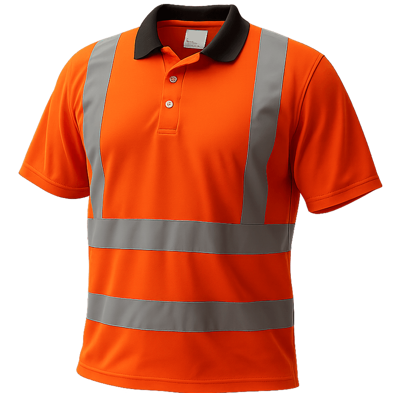 Polo de Travail Haute Visibilité Orange Fluorescent Manches Courtes