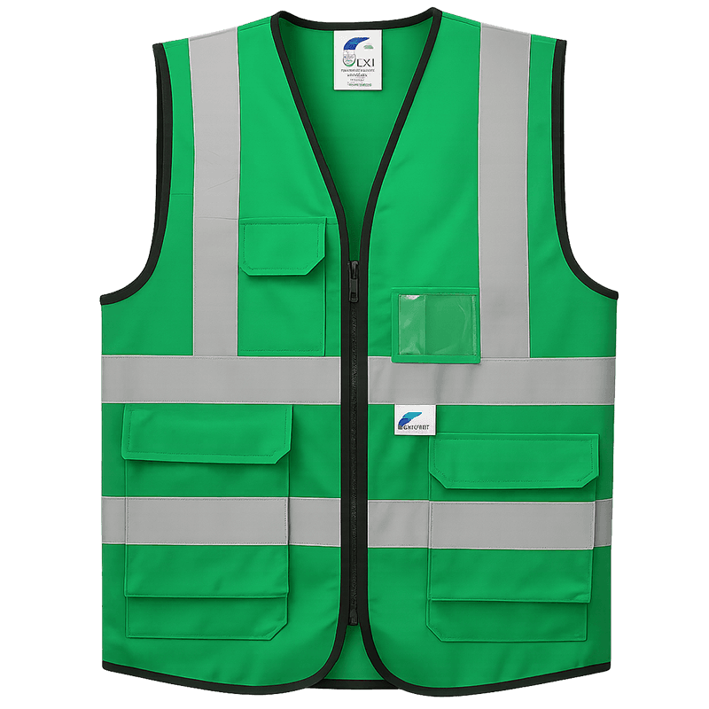 Gilet de Haute Visibilité Vert Fluorescent Multi-Poches
