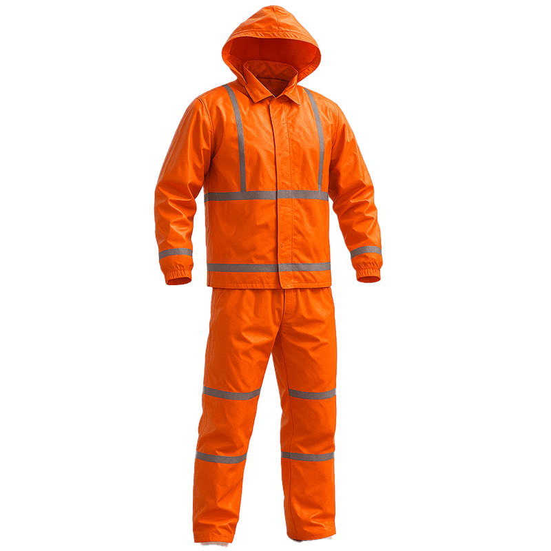 Ensemble de Pluie Imperméable Haute Visibilité Orange