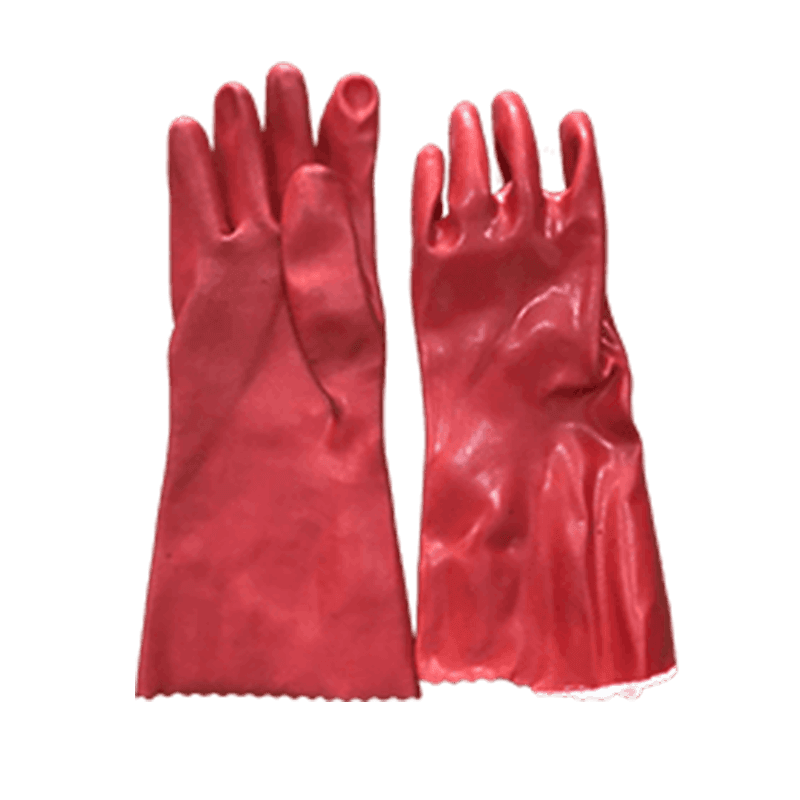Gants Longs PVC/Caoutchouc Entièrement Enduits - Rouge