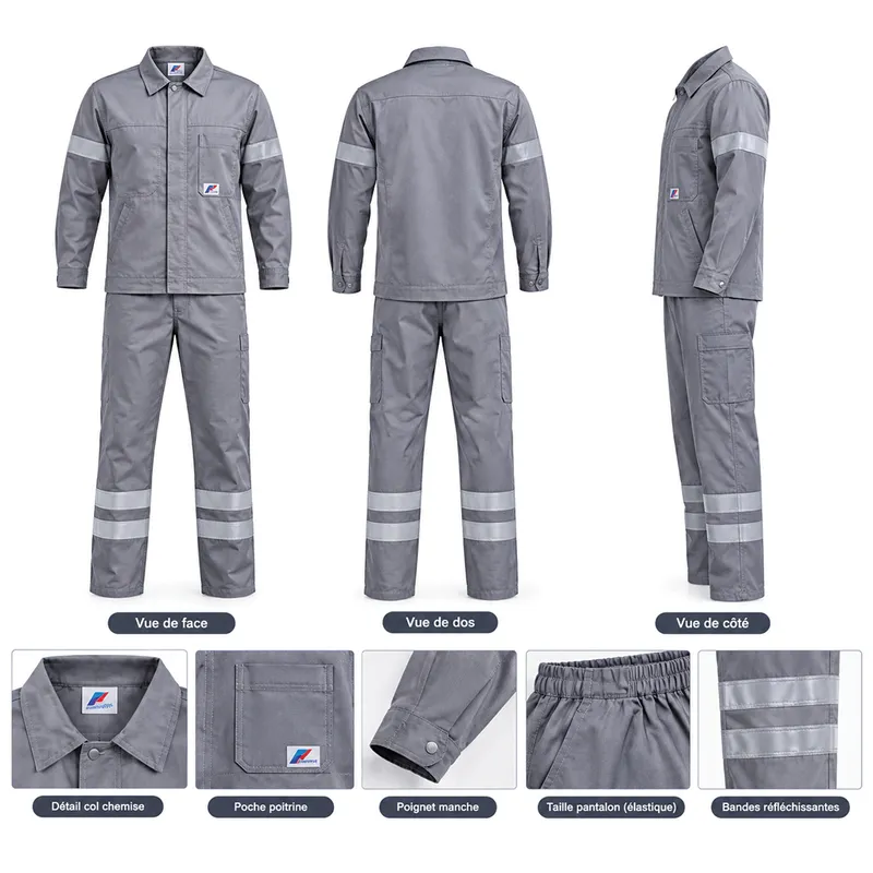 Ensemble de travail veste et pantalon réfléchissant – Gris