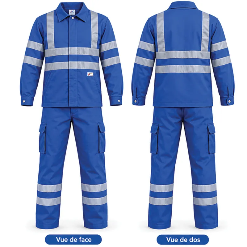 Ensemble de travail veste et pantalon réfléchissant – Bleu royal