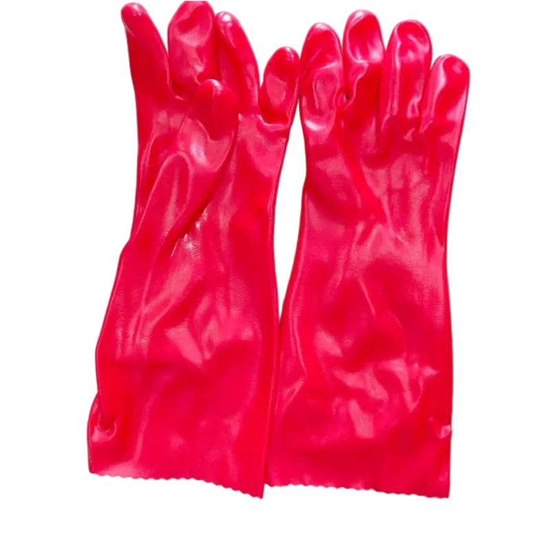 Gants chimiques PVC longs 45 cm – Rouge