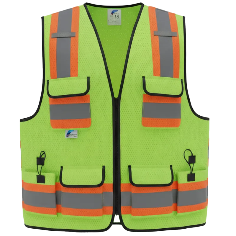 Gilet HV multipoches bicolore classe 2 – Lime et vert