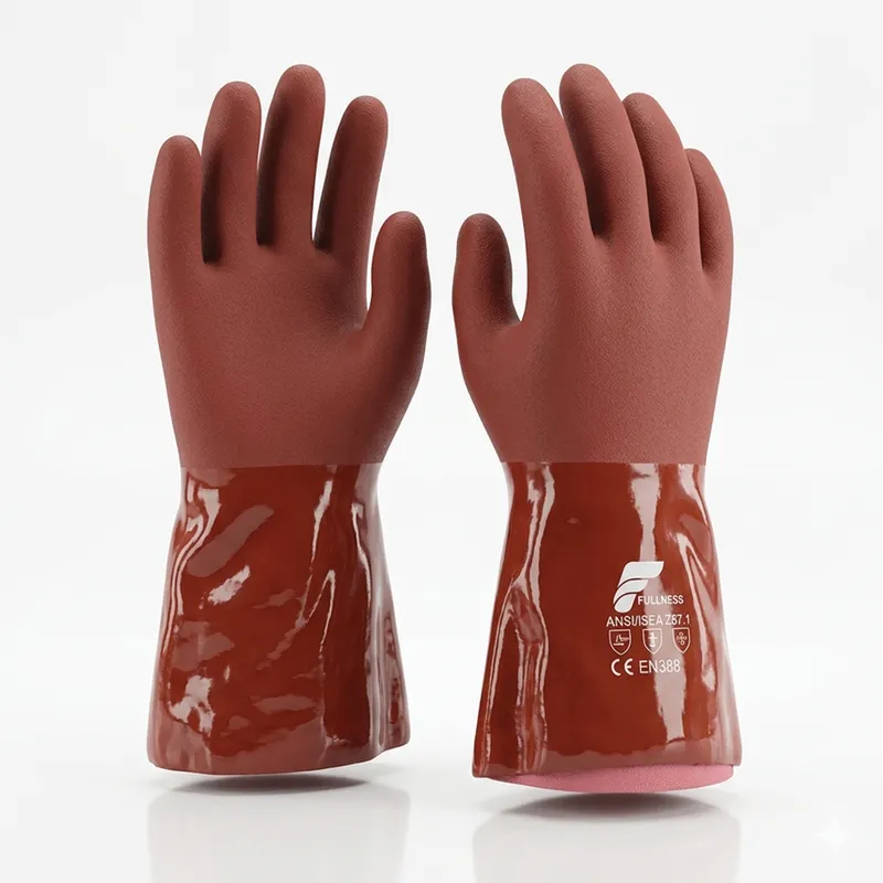 Gants chimiques PVC longs JKL – Rouge brun