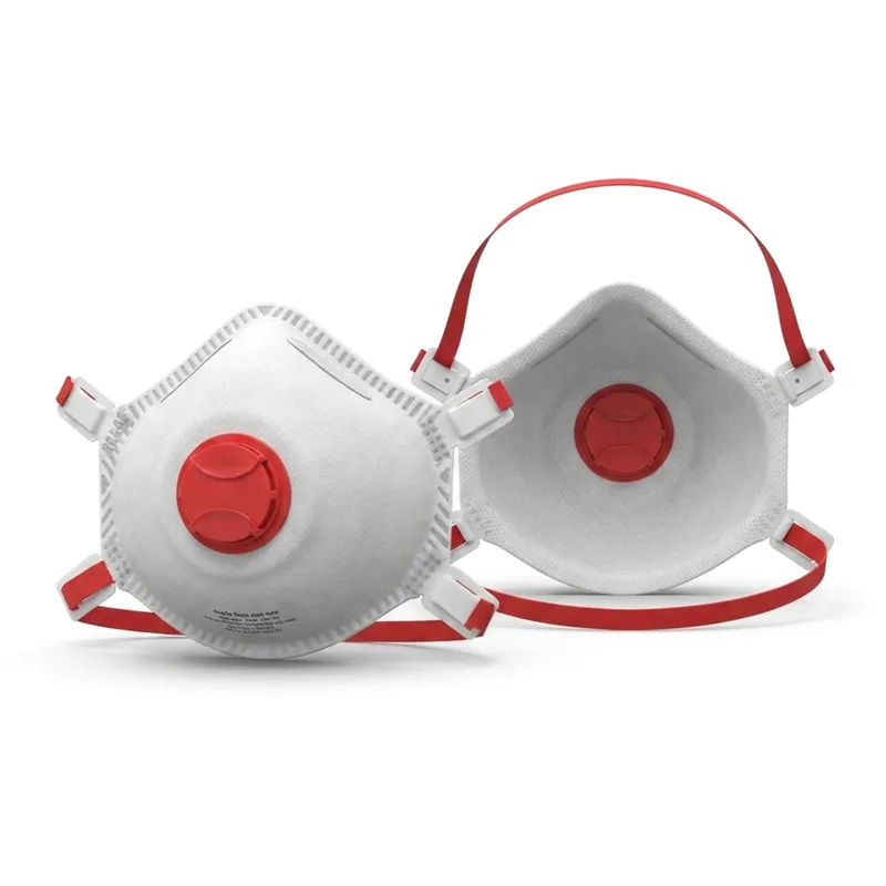 Masque coque FFP3 NR à soupape AIR – Blanc, sangles rouges