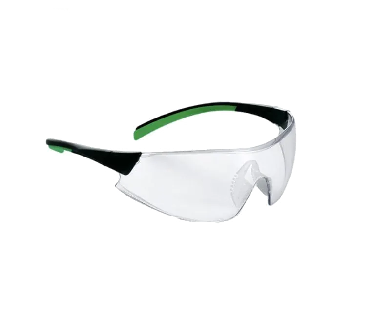 Lunettes de protection anti-impact – Incolore, branches noir et vert