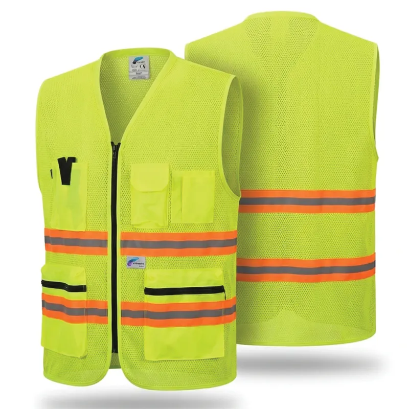 Gilet HV multipoches en maille mesh classe 2 – Jaune fluo