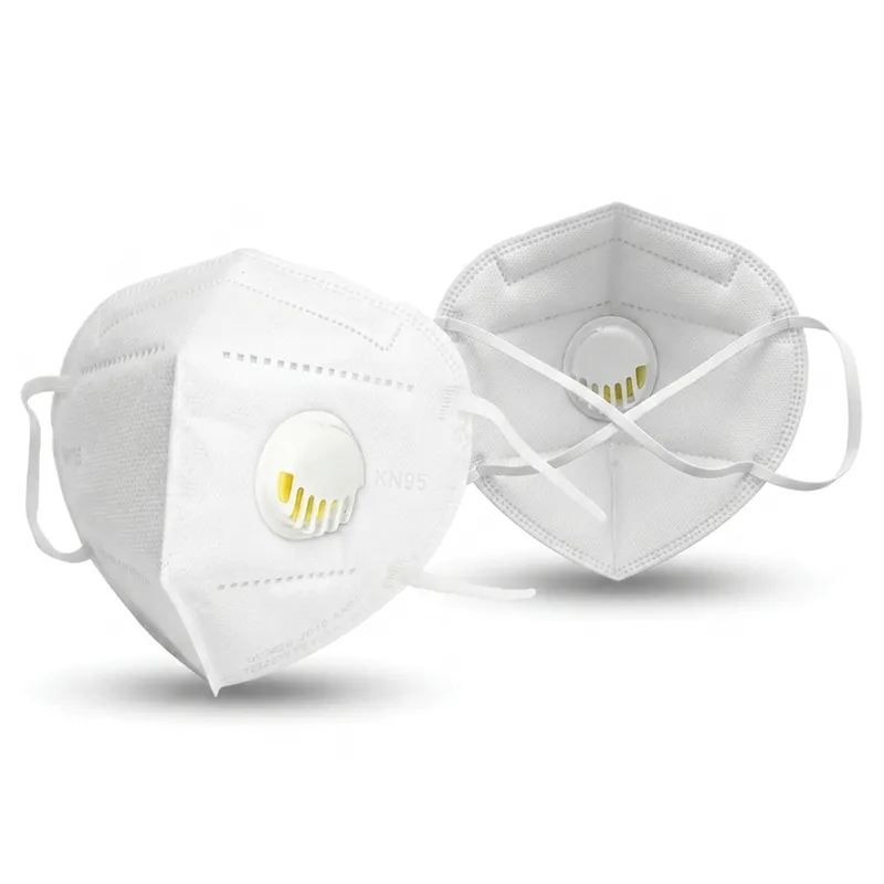 Masque FFP2 / KN95 NR pliable à soupape AIR – Blanc, soupape jaune