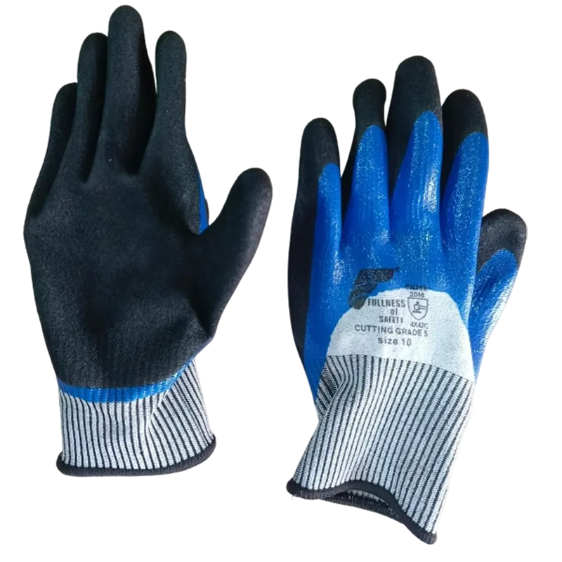 Gants anti-coupure niveau C enduction PU – Noir et bleu
