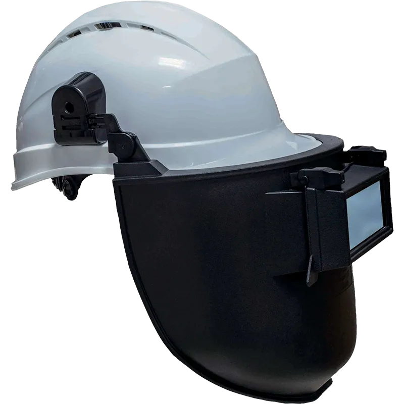 Casque de sécurité à écran de soudage intégré – Blanc
