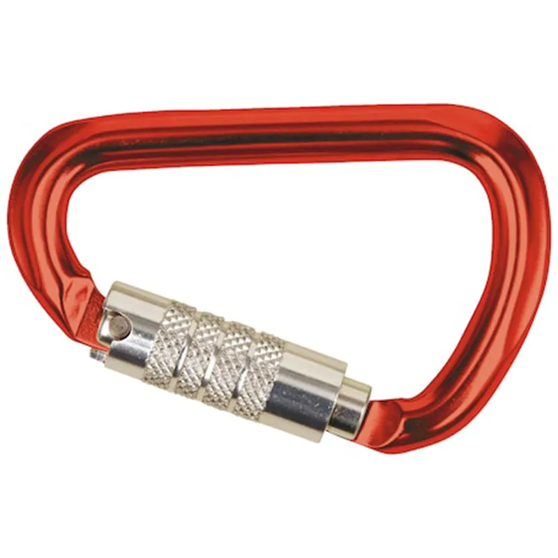 Mousqueton aluminium TRILOCK à verrouillage automatique – Rouge