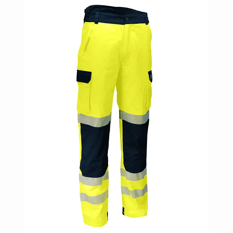 Pantalon de travail HV renforcé classe 2 – Jaune et bleu marine