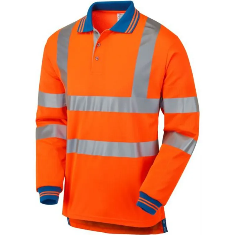 Polo HV ferroviaire manches longues classe 3 – Orange fluo et bleu