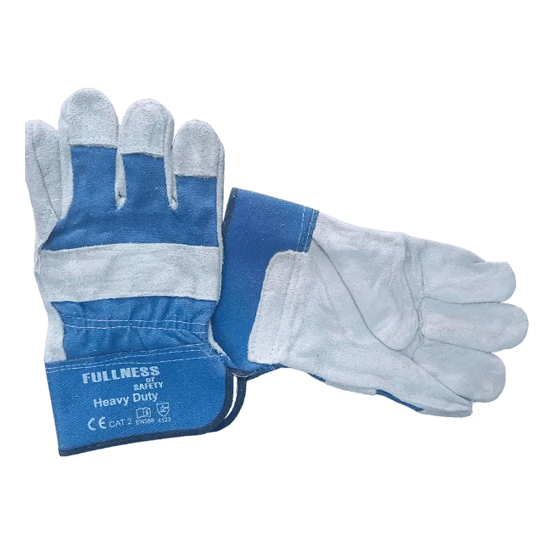 Gants de manutention cuir HEAVY DUTY type rigger – Beige et bleu