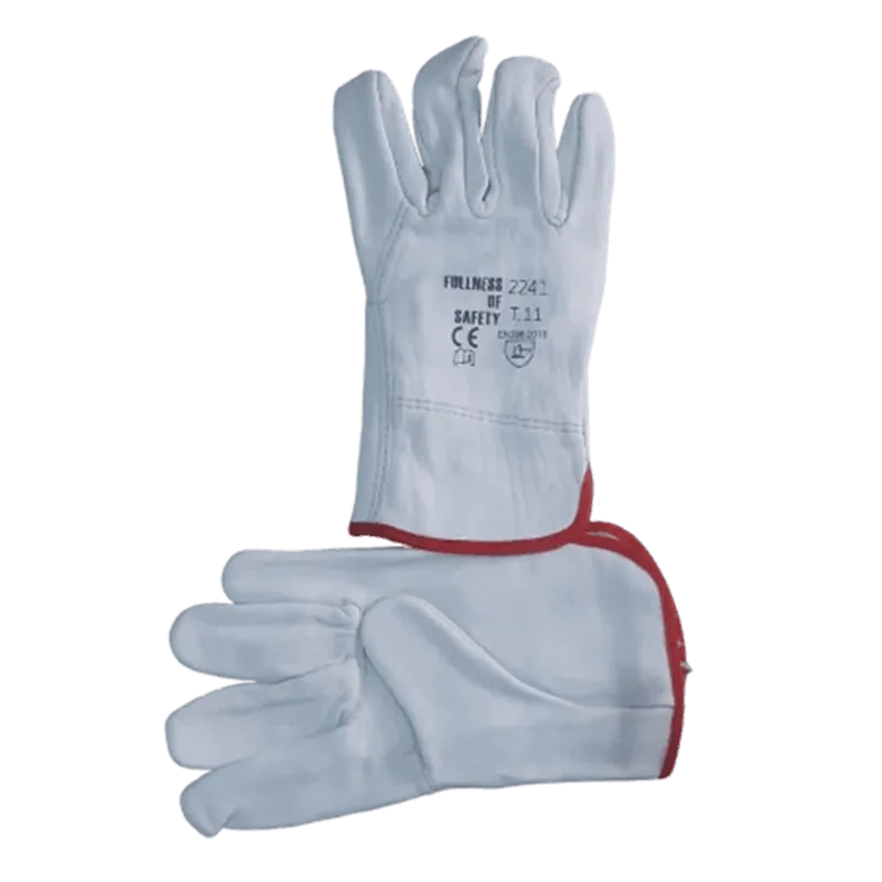 Gants de manutention en cuir lourd 2242 – Beige, manchette rouge