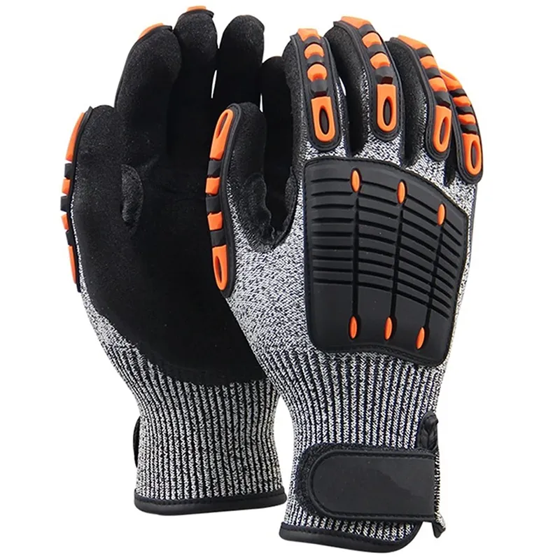 Gants anti-chocs et anti-coupure niveau E – Noir, gris et orange