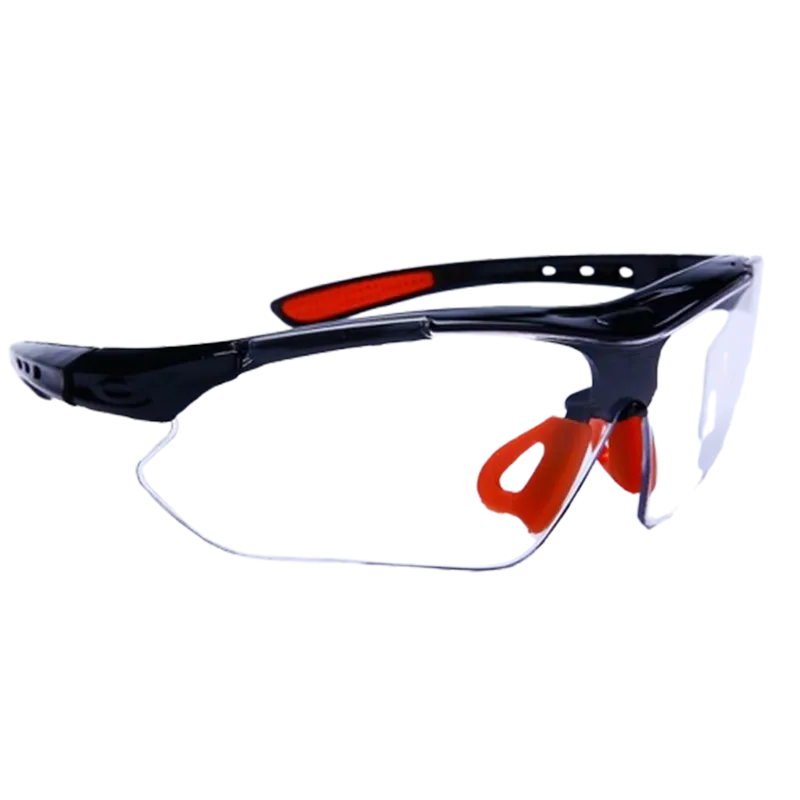 Lunettes de protection incolores – Monture noire et orange
