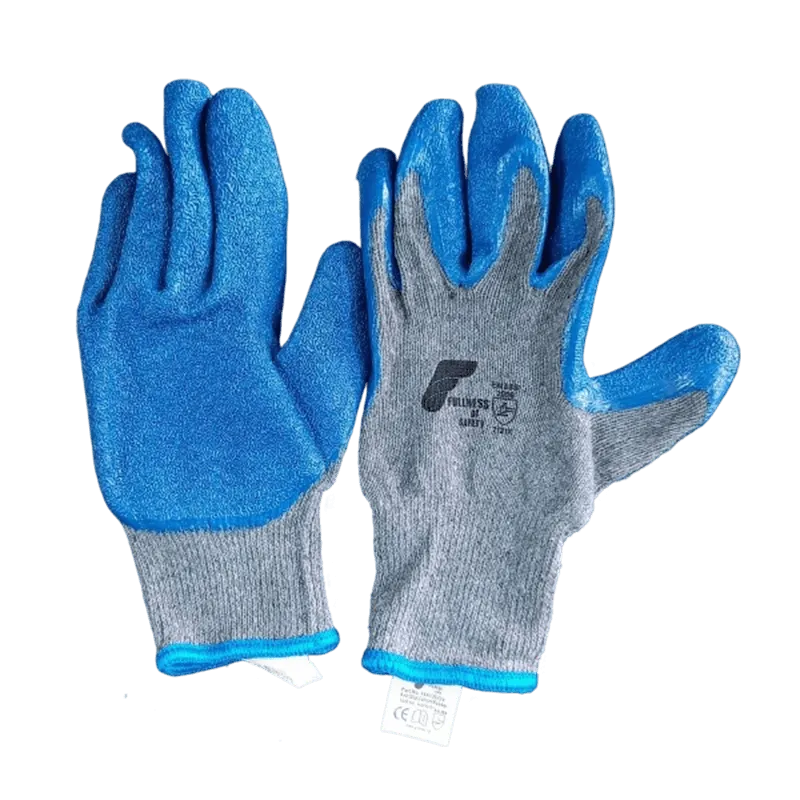 Gants de manutention enduction latex crêpé – Bleu