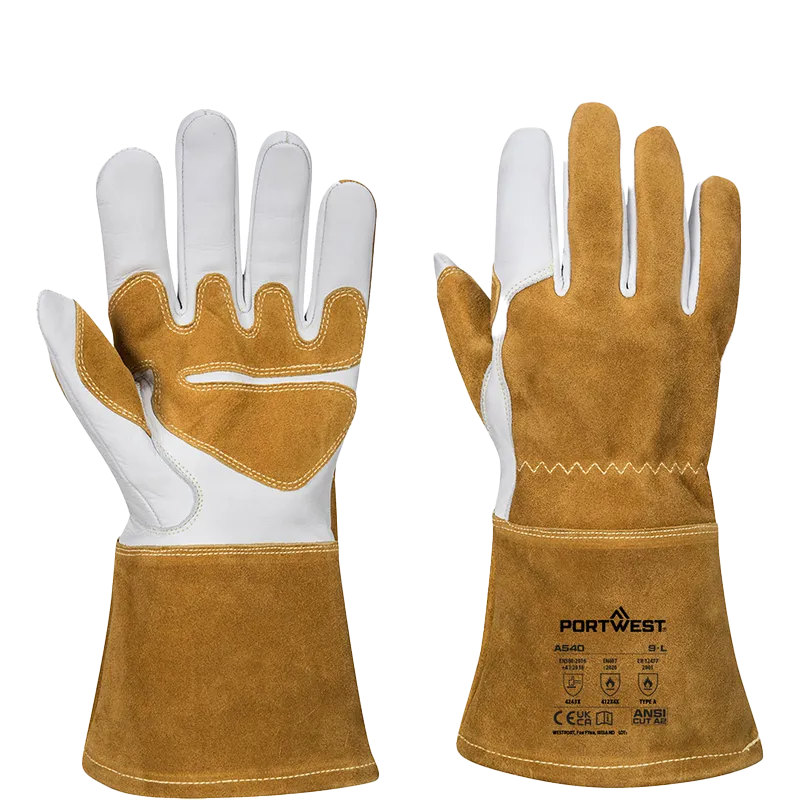 Gants de soudeur ULTIMATE A540 anti-coupure – Blanc et marron
