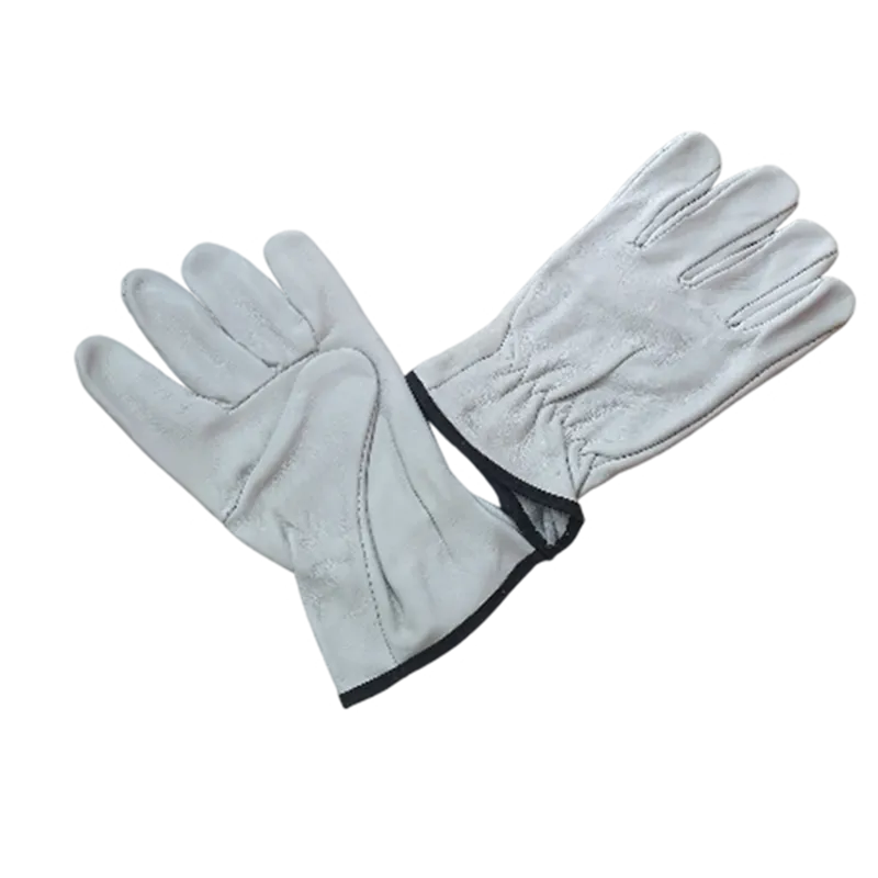 Gants de conducteur en cuir fleur – Gris clair