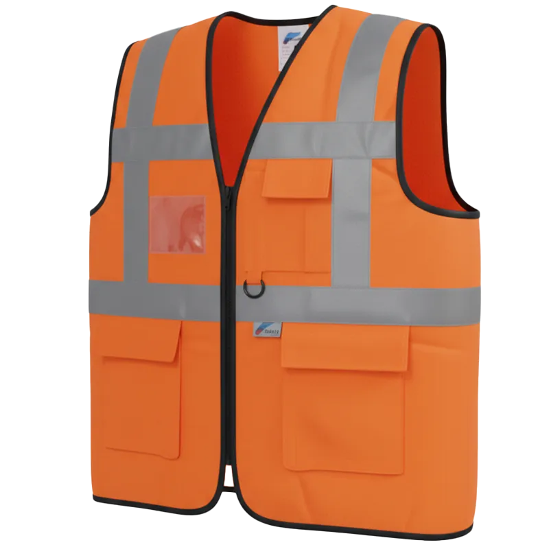 Gilet HV multipoches classe 2 – Orange fluo
