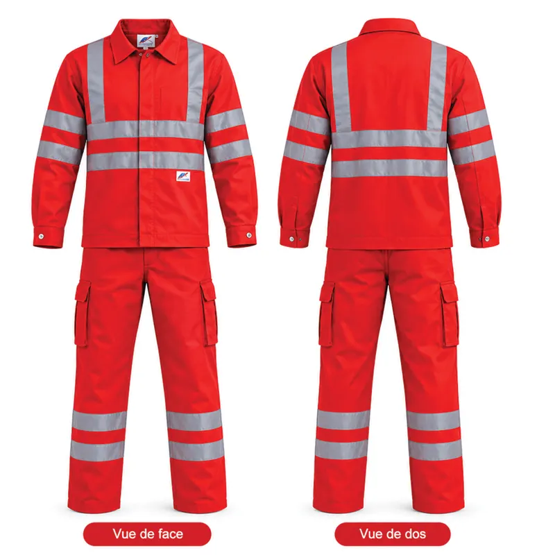 Ensemble de travail veste et pantalon réfléchissant – Rouge
