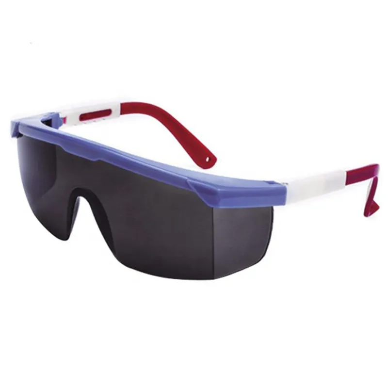Lunettes de protection solaires – Fumé, monture bleue et rouge