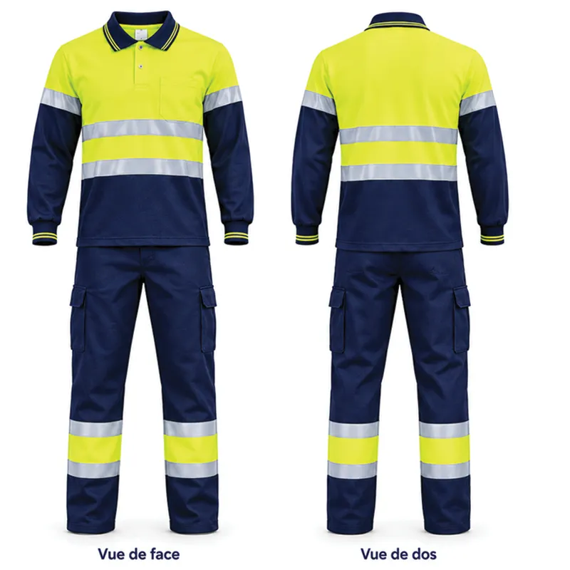 Ensemble de travail HV polo et pantalon classe 2 – Jaune fluo et bleu marine