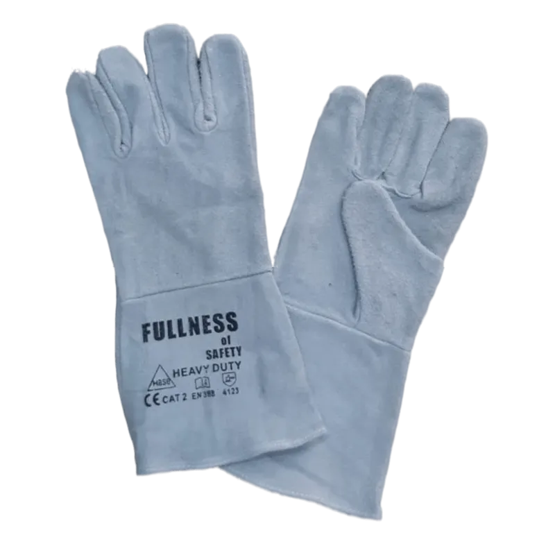 Gants de manutention en cuir longs HEAVY DUTY – Gris clair