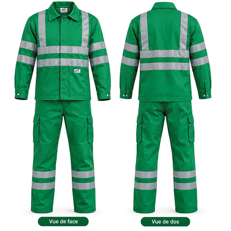 Ensemble de travail veste et pantalon réfléchissant – Vert